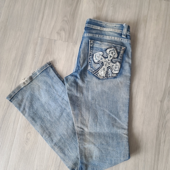 Rose Royce Denim - Low Rise Boot Cute Vintage Distressed Cowgirl Jeans